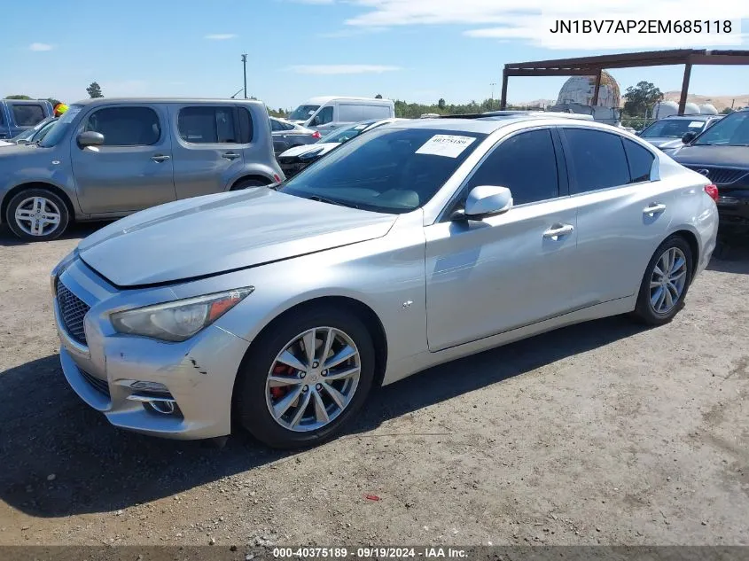 2014 Infiniti Q50 Premium VIN: JN1BV7AP2EM685118 Lot: 40375189