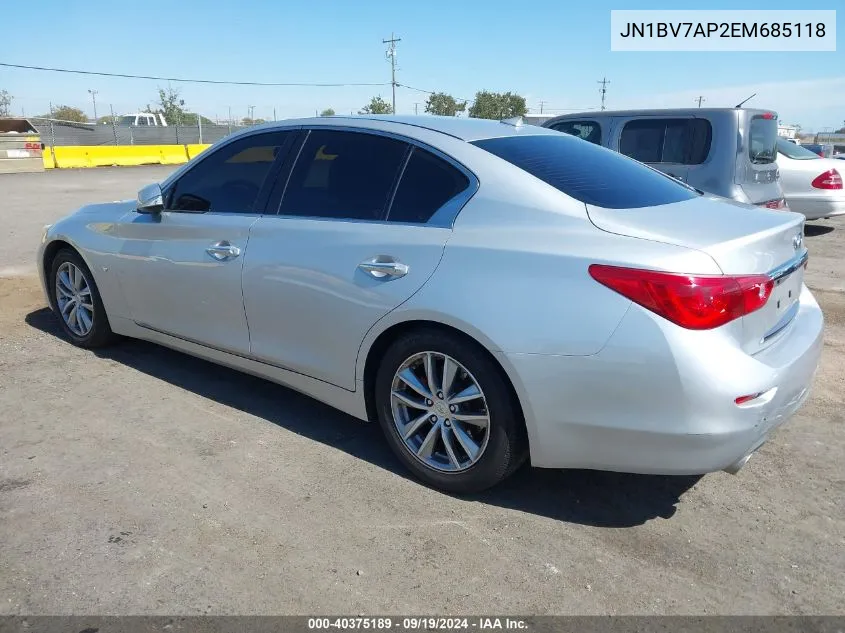 2014 Infiniti Q50 Premium VIN: JN1BV7AP2EM685118 Lot: 40375189