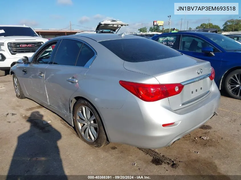 2014 Infiniti Q50 Premium VIN: JN1BV7AP3EM693518 Lot: 40388391