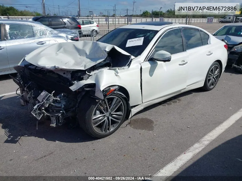 2014 Infiniti Q50 Sport VIN: JN1BV7AP4EM672886 Lot: 40421502