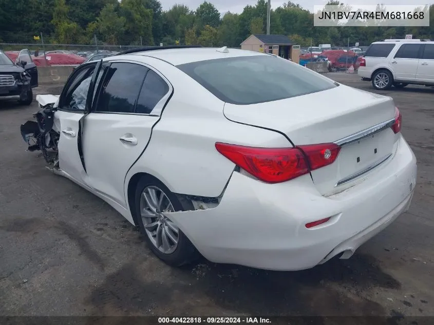 2014 Infiniti Q50 VIN: JN1BV7AR4EM681668 Lot: 40422818