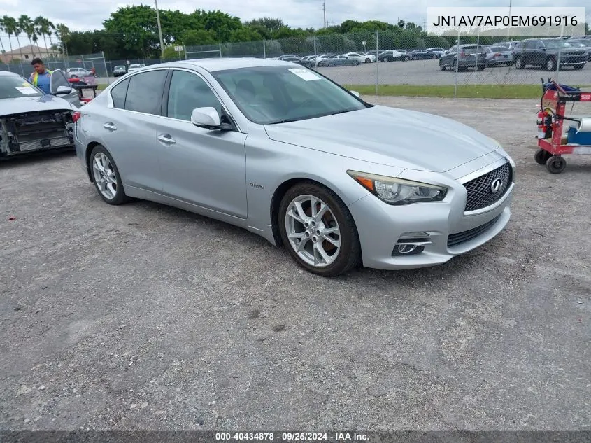 2014 Infiniti Q50 Hybrid Premium VIN: JN1AV7AP0EM691916 Lot: 40434878