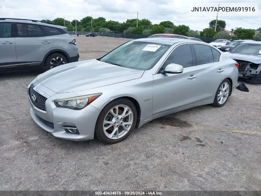 2014 Infiniti Q50 Hybrid Premium VIN: JN1AV7AP0EM691916 Lot: 40434878