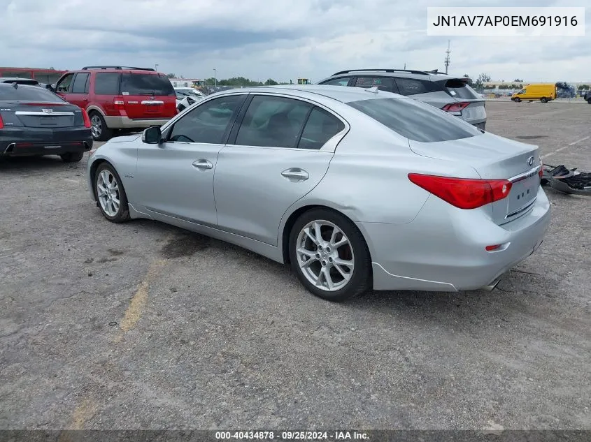 2014 Infiniti Q50 Hybrid Premium VIN: JN1AV7AP0EM691916 Lot: 40434878