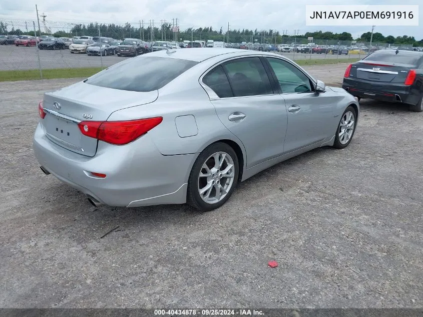 2014 Infiniti Q50 Hybrid Premium VIN: JN1AV7AP0EM691916 Lot: 40434878