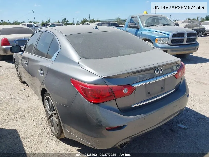 2014 Infiniti Q50 Sport VIN: JN1BV7AP2EM674569 Lot: 40435602