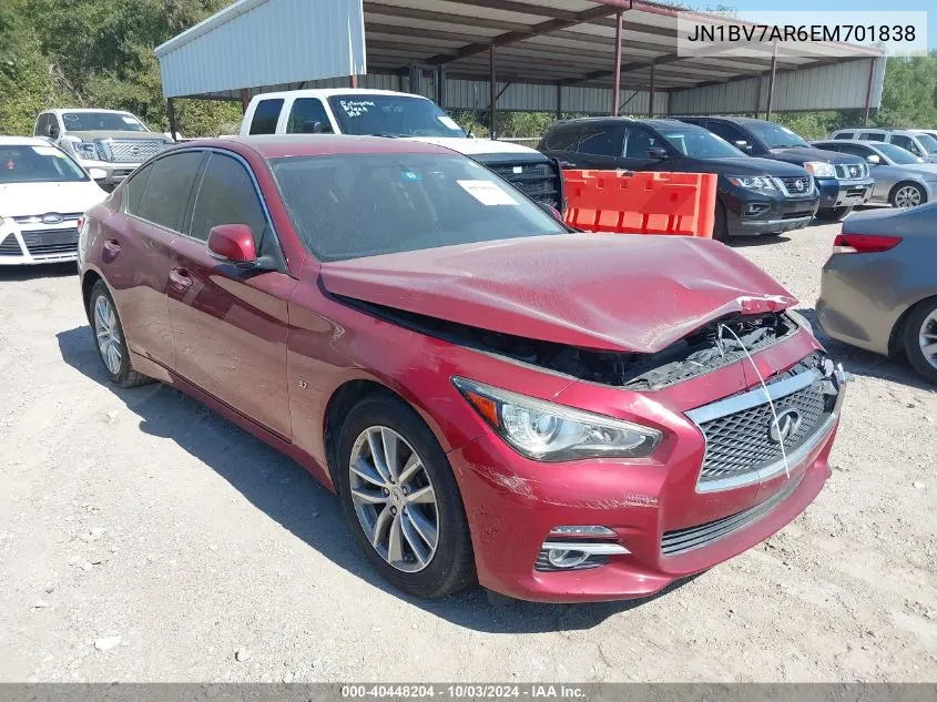 2014 Infiniti Q50 Premium/Sport VIN: JN1BV7AR6EM701838 Lot: 40448204