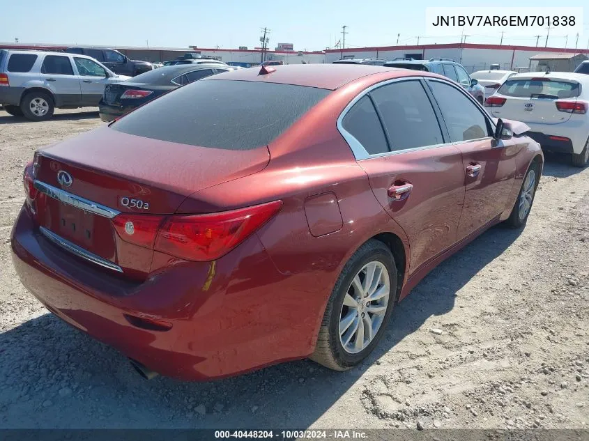 2014 Infiniti Q50 Premium/Sport VIN: JN1BV7AR6EM701838 Lot: 40448204