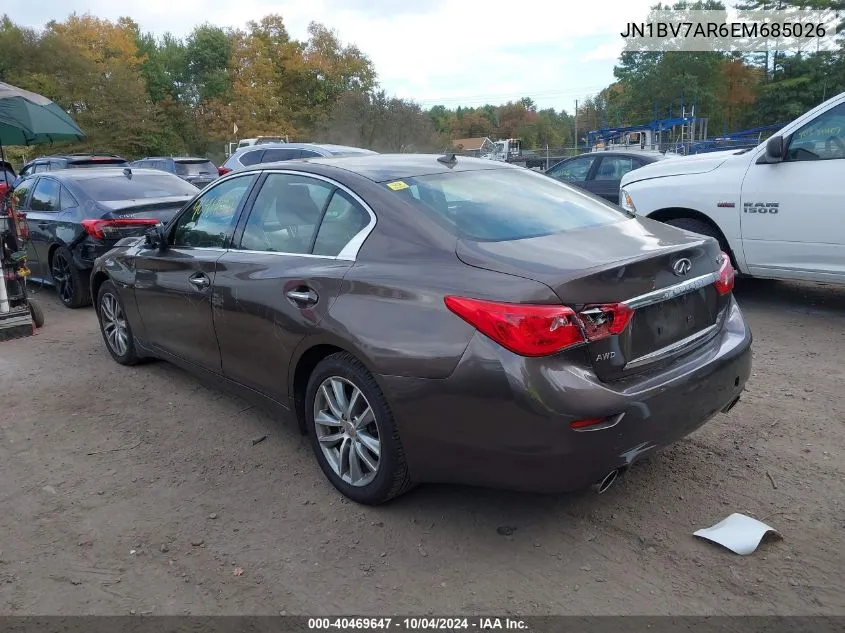 2014 Infiniti Q50 Premium VIN: JN1BV7AR6EM685026 Lot: 40469647