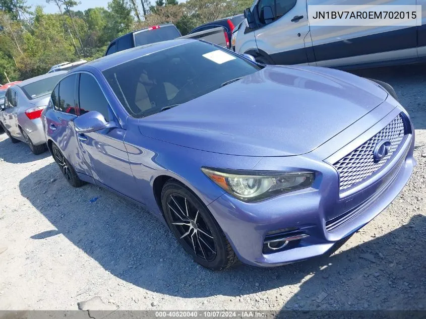 2014 Infiniti Q50 Premium VIN: JN1BV7AR0EM702015 Lot: 40520040