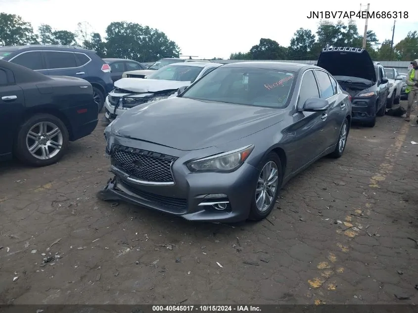 2014 Infiniti Q50 Premium/Sport VIN: JN1BV7AP4EM686318 Lot: 40545017