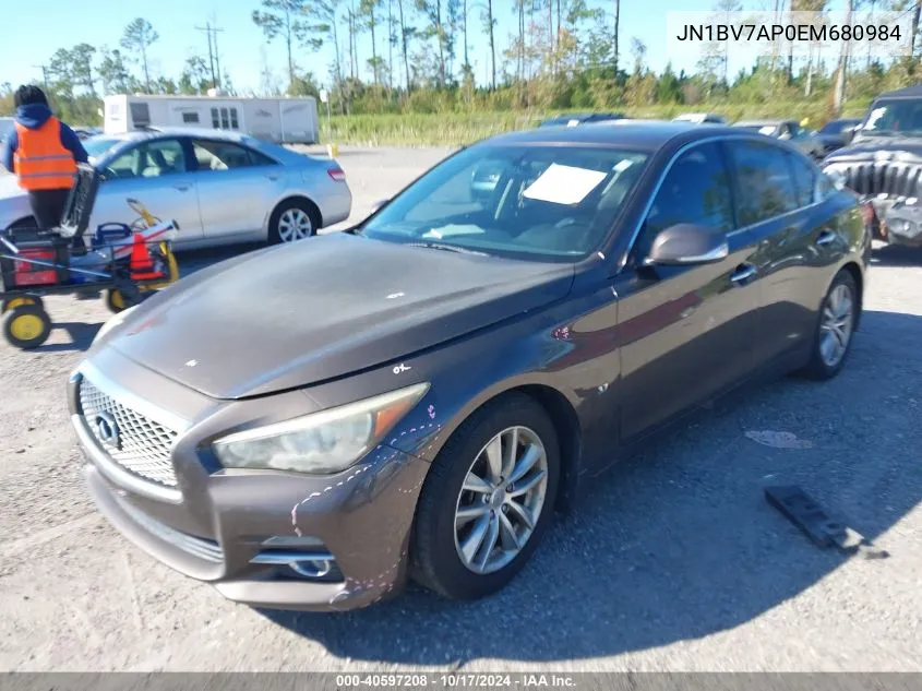 2014 Infiniti Q50 Premium VIN: JN1BV7AP0EM680984 Lot: 40597208