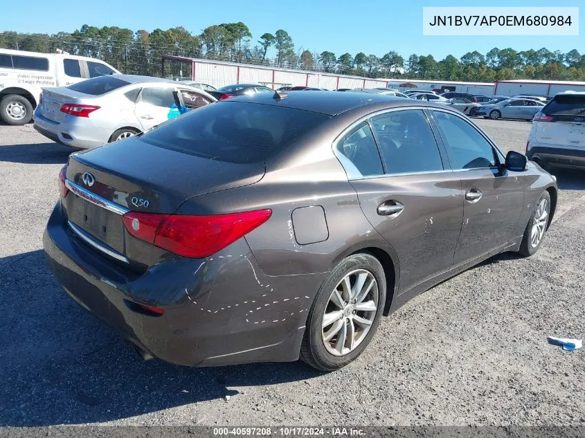 2014 Infiniti Q50 Premium VIN: JN1BV7AP0EM680984 Lot: 40597208