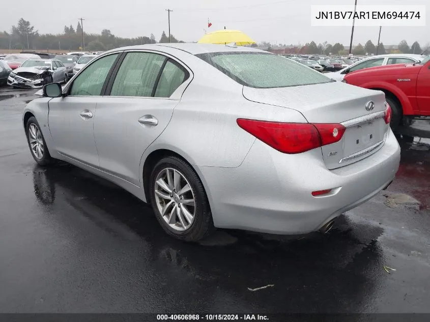 2014 Infiniti Q50 Premium VIN: JN1BV7AR1EM694474 Lot: 40606968