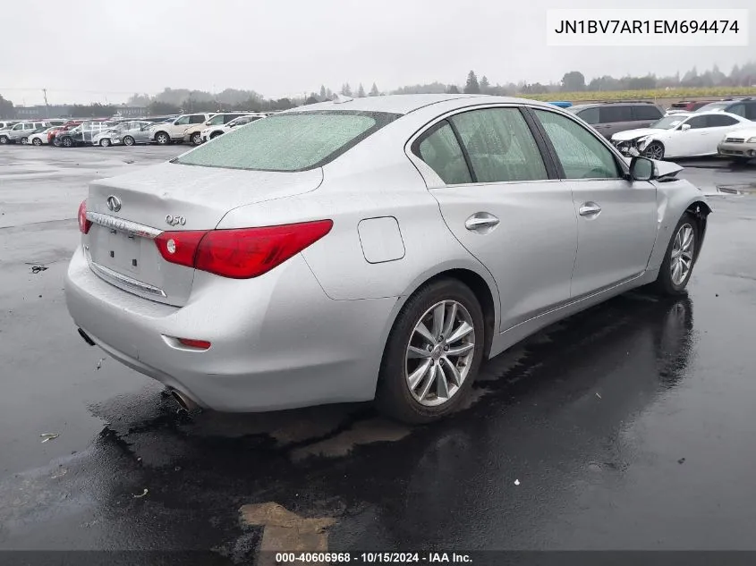 2014 Infiniti Q50 Premium VIN: JN1BV7AR1EM694474 Lot: 40606968