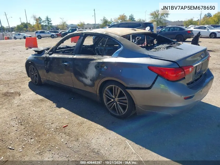 2014 Infiniti Q50 Premium VIN: JN1BV7AP5EM678650 Lot: 40645397