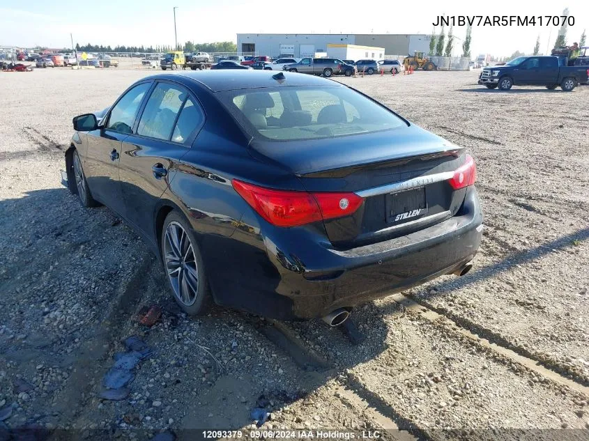 2015 Infiniti Q50 VIN: JN1BV7AR5FM417070 Lot: 12093379