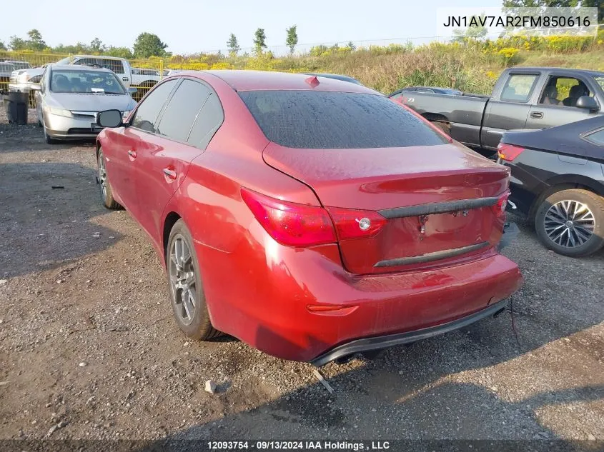 2015 Infiniti Q50 VIN: JN1AV7AR2FM850616 Lot: 12093754