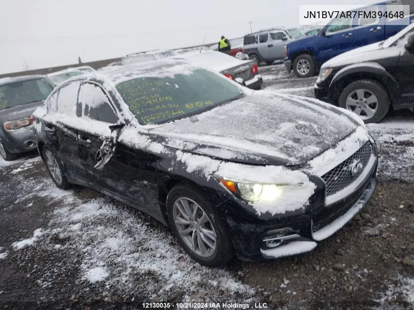 2015 Infiniti Q50 VIN: JN1BV7AR7FM394648 Lot: 12130035