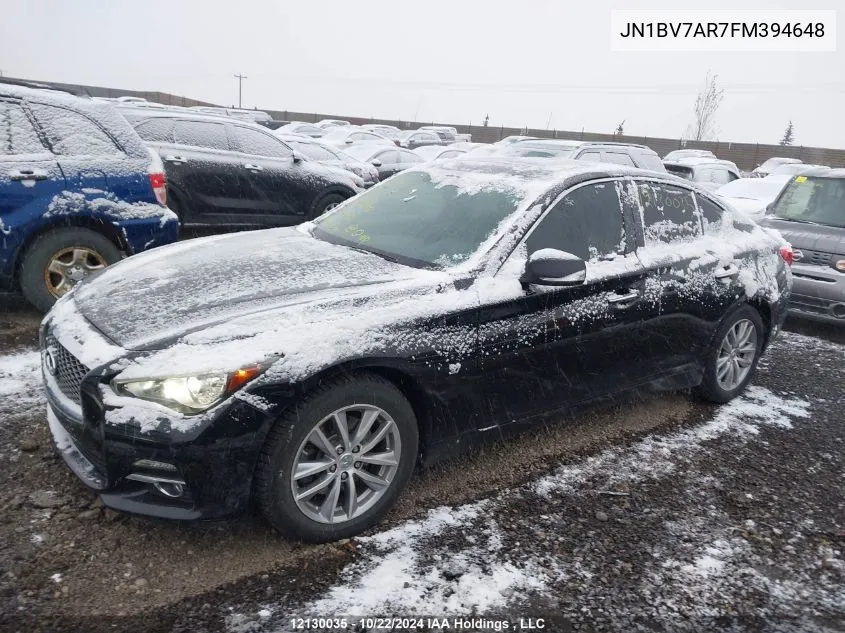 2015 Infiniti Q50 VIN: JN1BV7AR7FM394648 Lot: 12130035