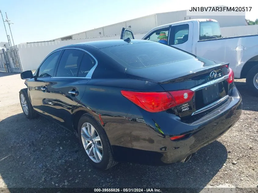 2015 Infiniti Q50 VIN: JN1BV7AR3FM420517 Lot: 39555826