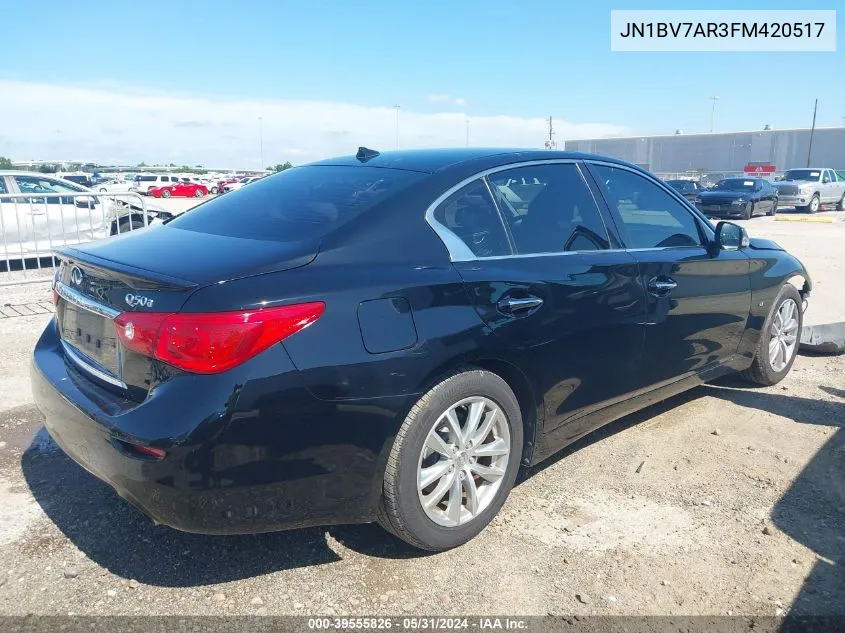 2015 Infiniti Q50 VIN: JN1BV7AR3FM420517 Lot: 39555826