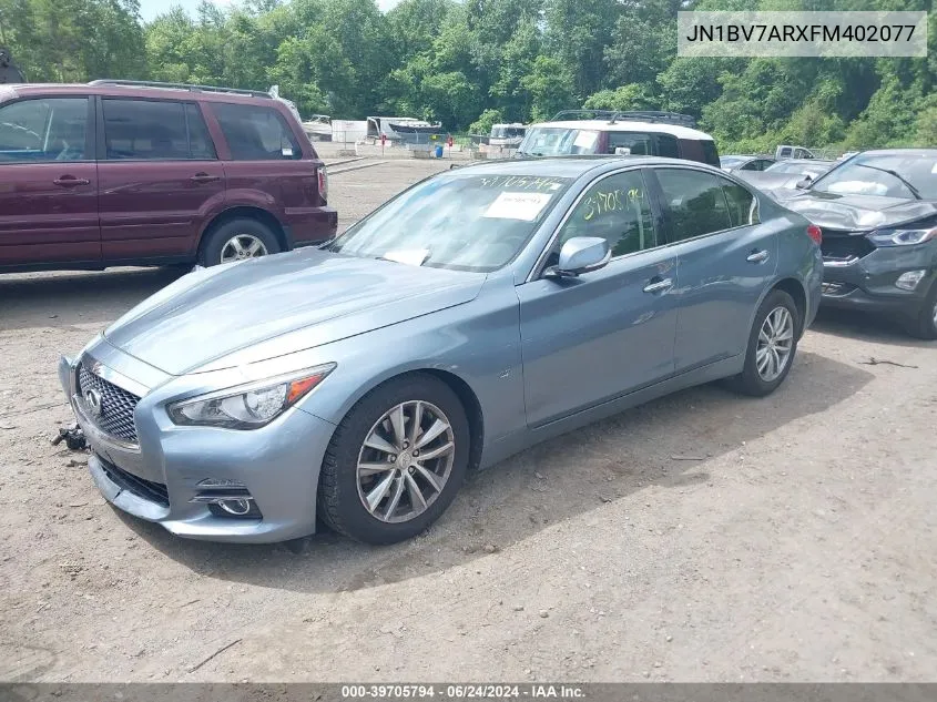 2015 Infiniti Q50 Premium VIN: JN1BV7ARXFM402077 Lot: 39705794