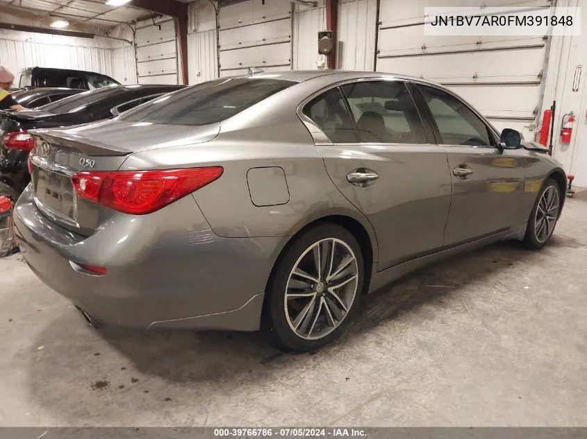 2015 Infiniti Q50 Premium VIN: JN1BV7AR0FM391848 Lot: 39766786