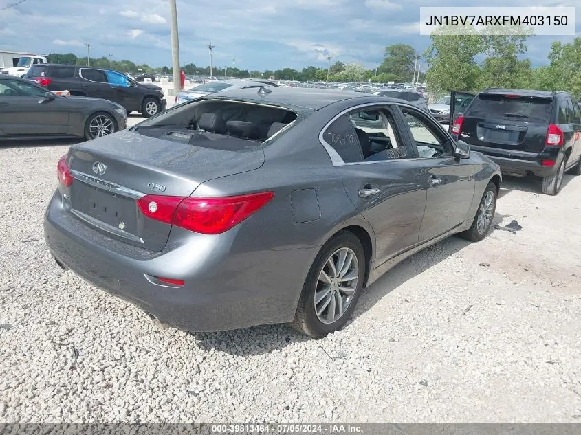 2015 Infiniti Q50 Premium VIN: JN1BV7ARXFM403150 Lot: 39813464