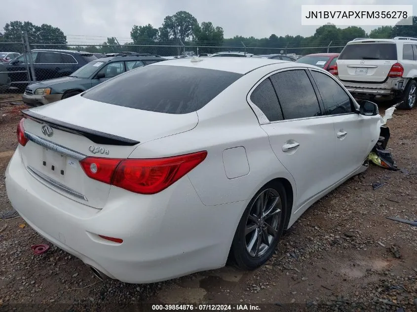 2015 Infiniti Q50 VIN: JN1BV7APXFM356278 Lot: 39854876