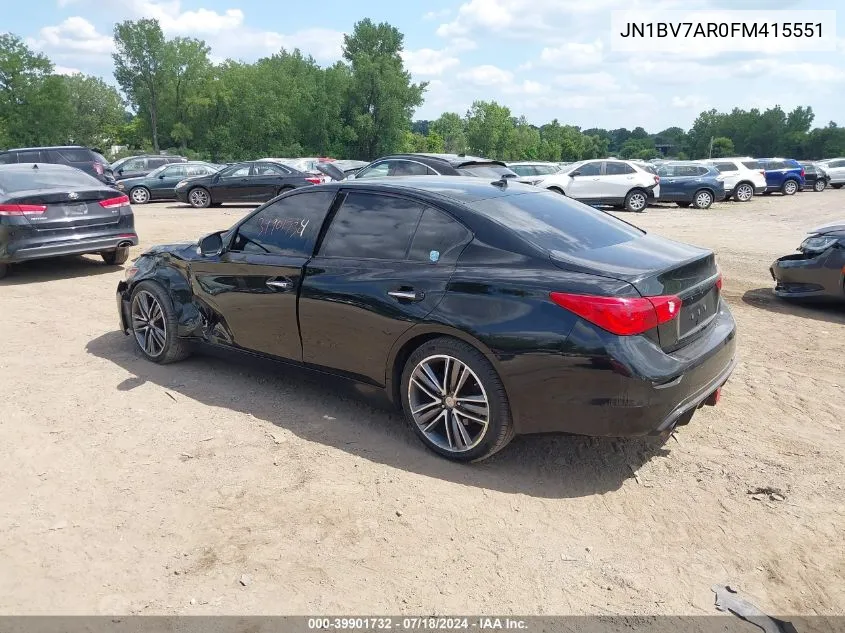 2015 Infiniti Q50 Premium/Sport VIN: JN1BV7AR0FM415551 Lot: 39901732