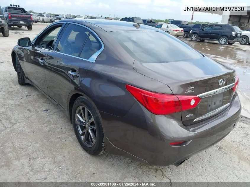 2015 Infiniti Q50 Premium VIN: JN1BV7AR0FM397830 Lot: 39961198