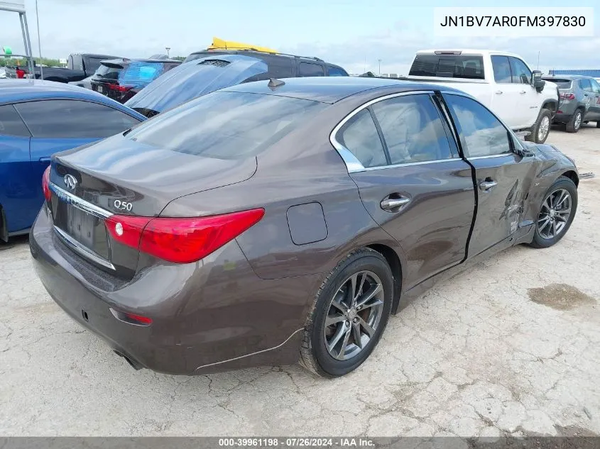 2015 Infiniti Q50 Premium VIN: JN1BV7AR0FM397830 Lot: 39961198