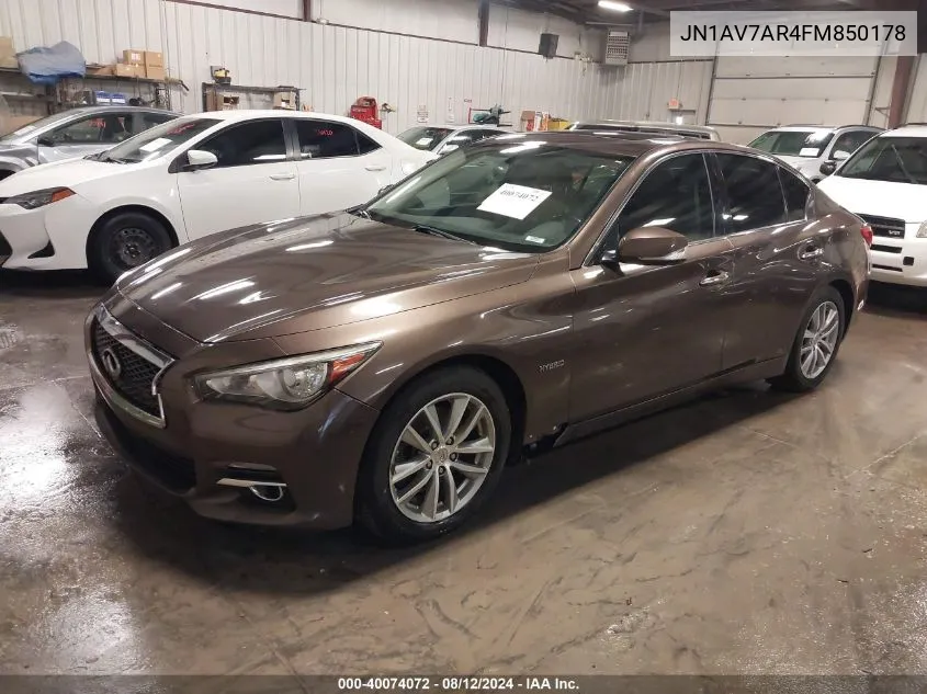 2015 Infiniti Q50 Hybrid Premium VIN: JN1AV7AR4FM850178 Lot: 40074072