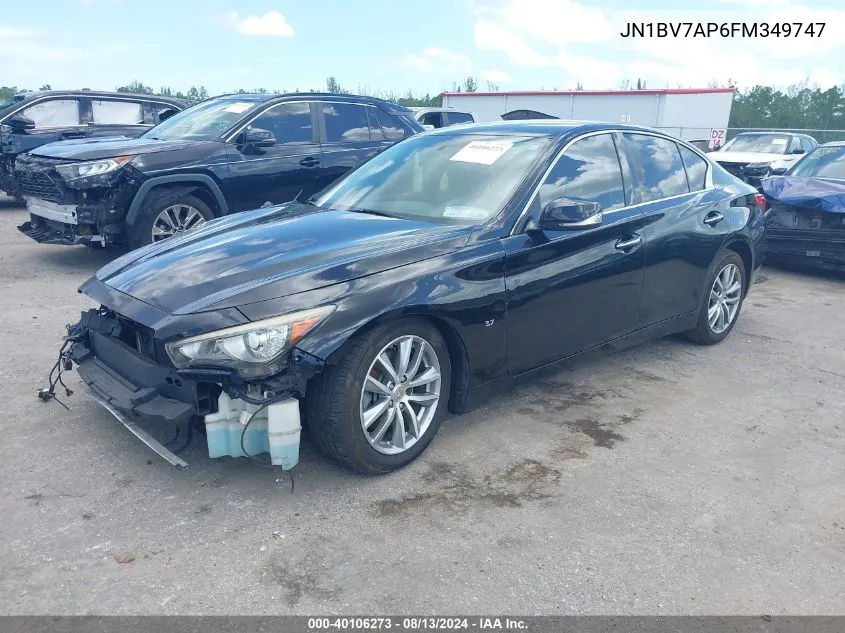 2015 Infiniti Q50 VIN: JN1BV7AP6FM349747 Lot: 40106273