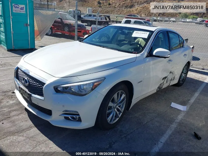 2015 Infiniti Q50 Hybrid Premium VIN: JN1AV7AR5FM850318 Lot: 40123019