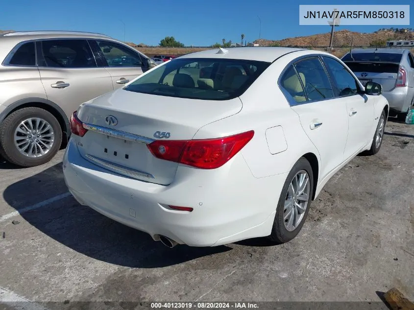 JN1AV7AR5FM850318 2015 Infiniti Q50 Hybrid Premium