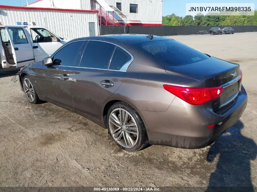 2015 Infiniti Q50 Sport VIN: JN1BV7AR6FM398335 Lot: 40130069