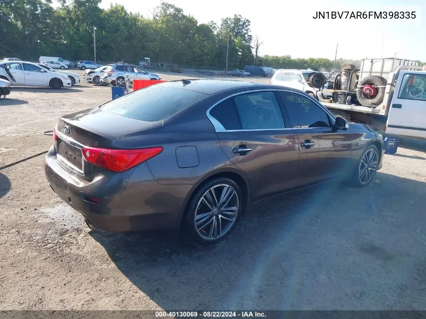 2015 Infiniti Q50 Sport VIN: JN1BV7AR6FM398335 Lot: 40130069