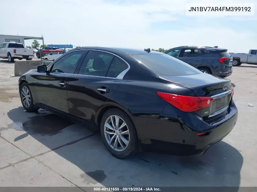 2015 Infiniti Q50 Premium VIN: JN1BV7AR4FM399192 Lot: 40131650