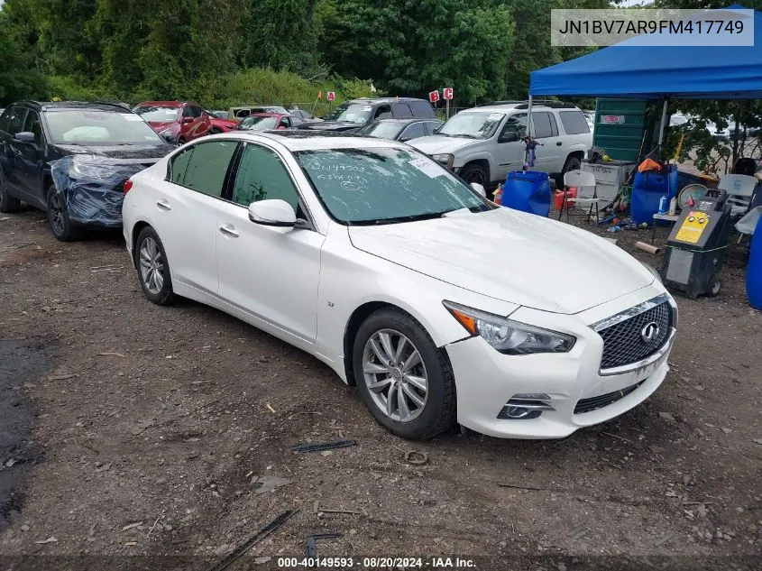 2015 Infiniti Q50 Premium/Sport VIN: JN1BV7AR9FM417749 Lot: 40149593