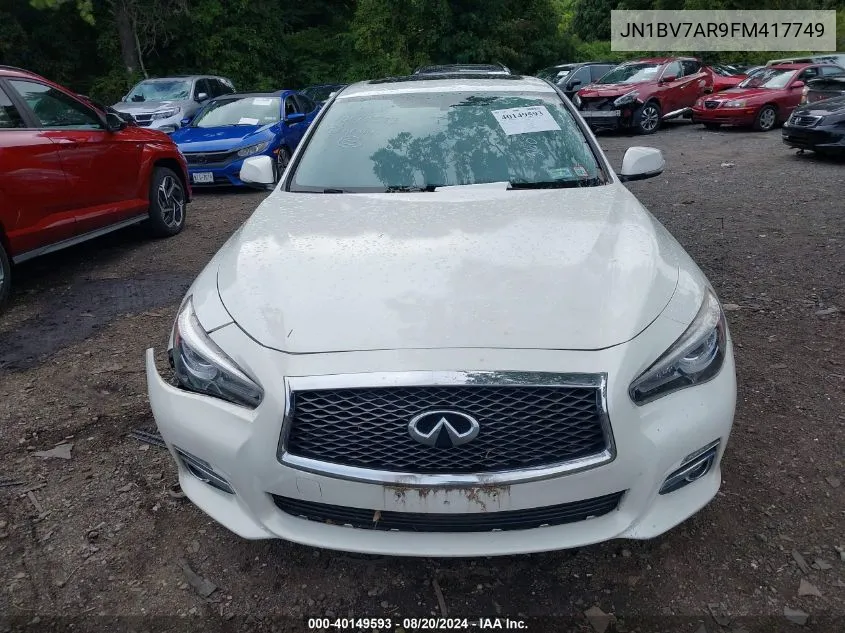 2015 Infiniti Q50 Premium/Sport VIN: JN1BV7AR9FM417749 Lot: 40149593