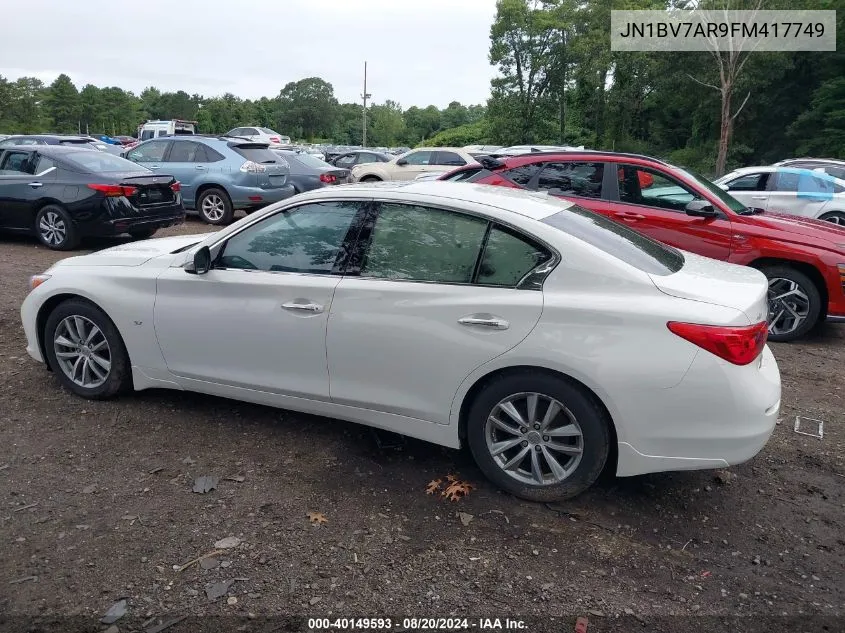 2015 Infiniti Q50 Premium/Sport VIN: JN1BV7AR9FM417749 Lot: 40149593