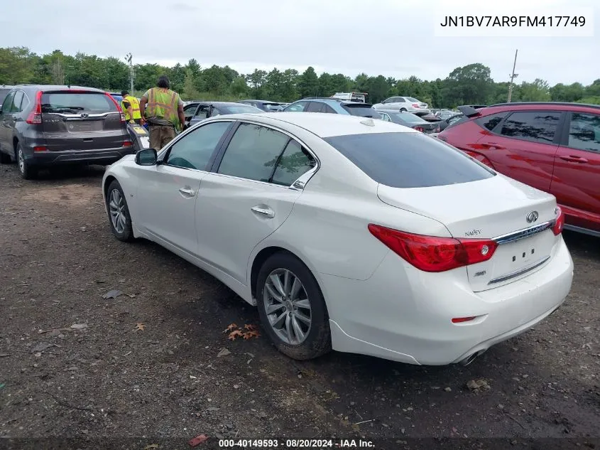 2015 Infiniti Q50 Premium/Sport VIN: JN1BV7AR9FM417749 Lot: 40149593