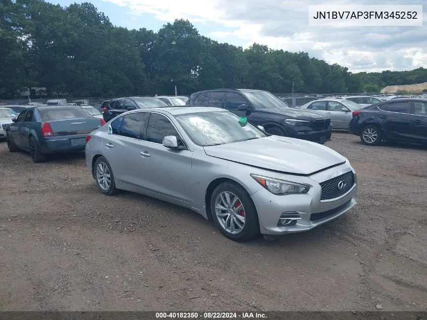 2015 Infiniti Q50 VIN: JN1BV7AP3FM345252 Lot: 40182350