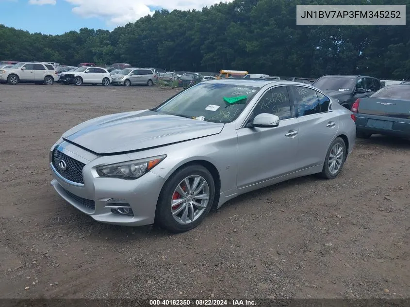 2015 Infiniti Q50 VIN: JN1BV7AP3FM345252 Lot: 40182350