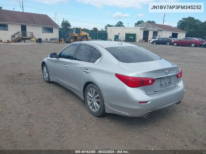 2015 Infiniti Q50 VIN: JN1BV7AP3FM345252 Lot: 40182350