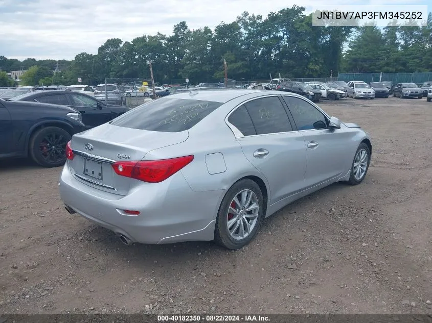 2015 Infiniti Q50 VIN: JN1BV7AP3FM345252 Lot: 40182350