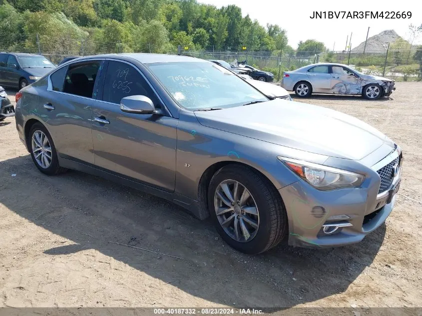 2015 Infiniti Q50 Premium VIN: JN1BV7AR3FM422669 Lot: 40187332