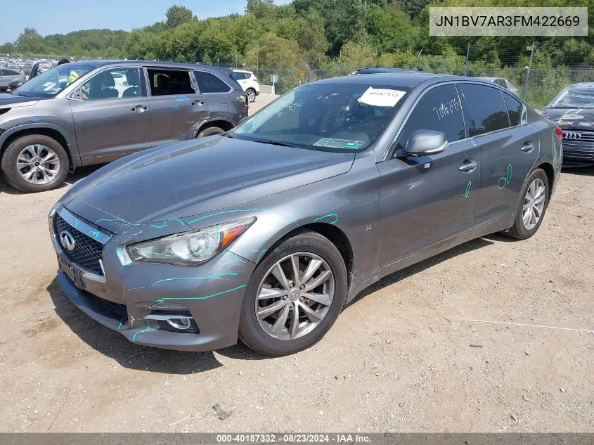 2015 Infiniti Q50 Premium VIN: JN1BV7AR3FM422669 Lot: 40187332